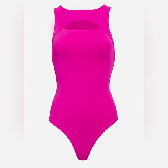 NWT Express Body Contour Sleeveless High Neck Front Cutout Thong Bodysuit S - Picture 5 of 8